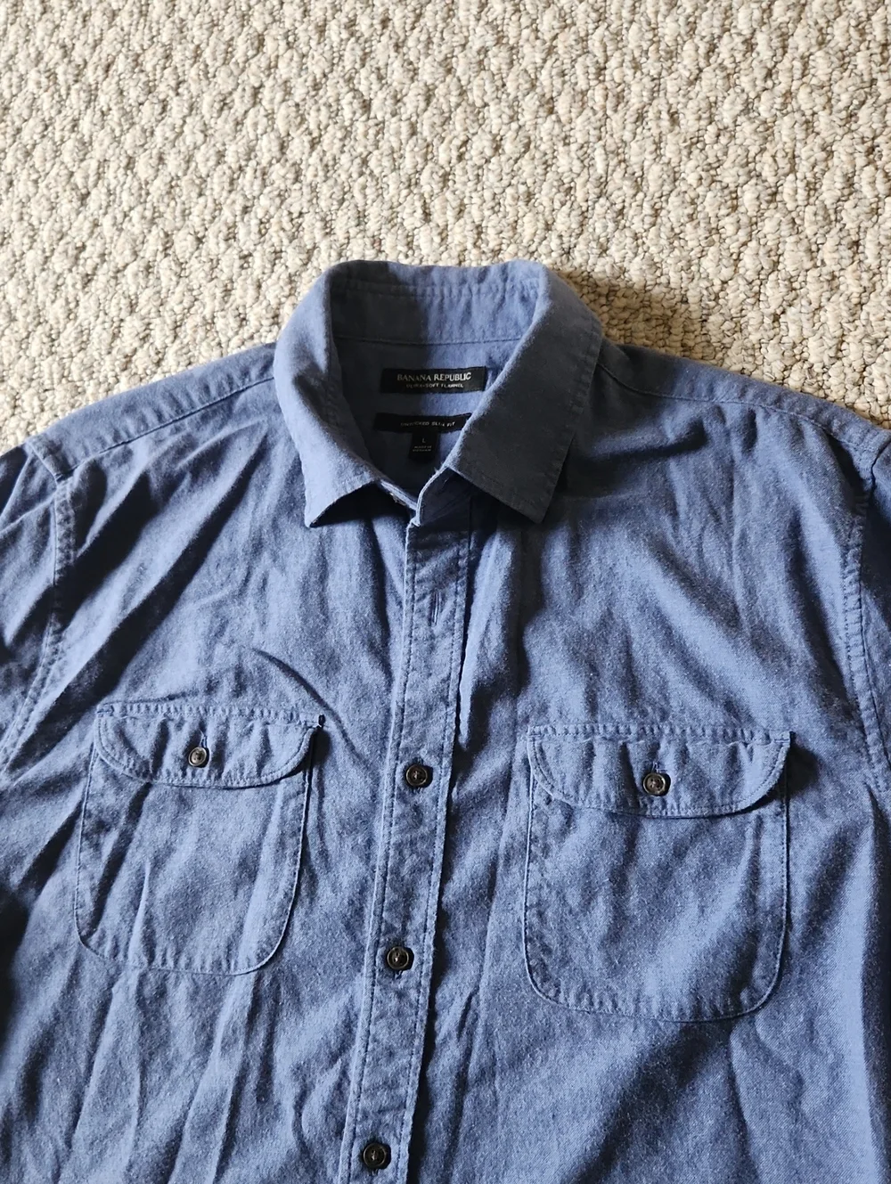 Men's Casual Blue Button-Up Shirt